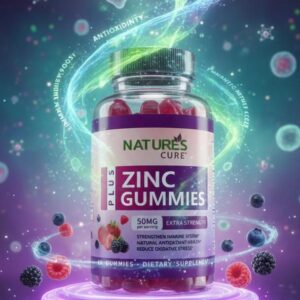Nature’s Cure Plus Extra Strength Zinc Gummies 50mg Immune Support (60 Count)